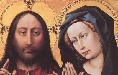 Blessing Christ and Praying Virgin, Maters of Flémalle, 1424