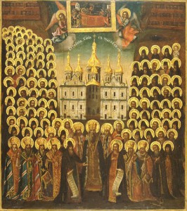 Congregation of All the Saints Workshop of Kyiv-Pechersk Lavra, Kyiv, late 18th-early 19th c. ("Glory of Ukraine," Museum of Biblical Art) 