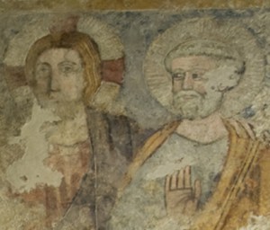 St. Peter and Christ, Mamartine Prison (Tullianum), Rome, 14th c. 