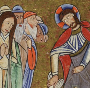 Raising of Lazarus (detail), Hunterian Psalter, 1170